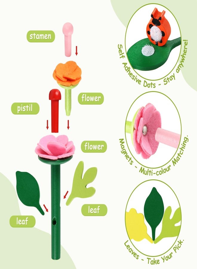 Gserin Wooden Flower Garden Building Toys for Kids, STEM Educational Activity Preschool Kit Gift for Boys Girls Age 3 4 5 6 7 Years Old, Stacking Game for Toddlers Build a Bouquet Spring Gifts - Image 2